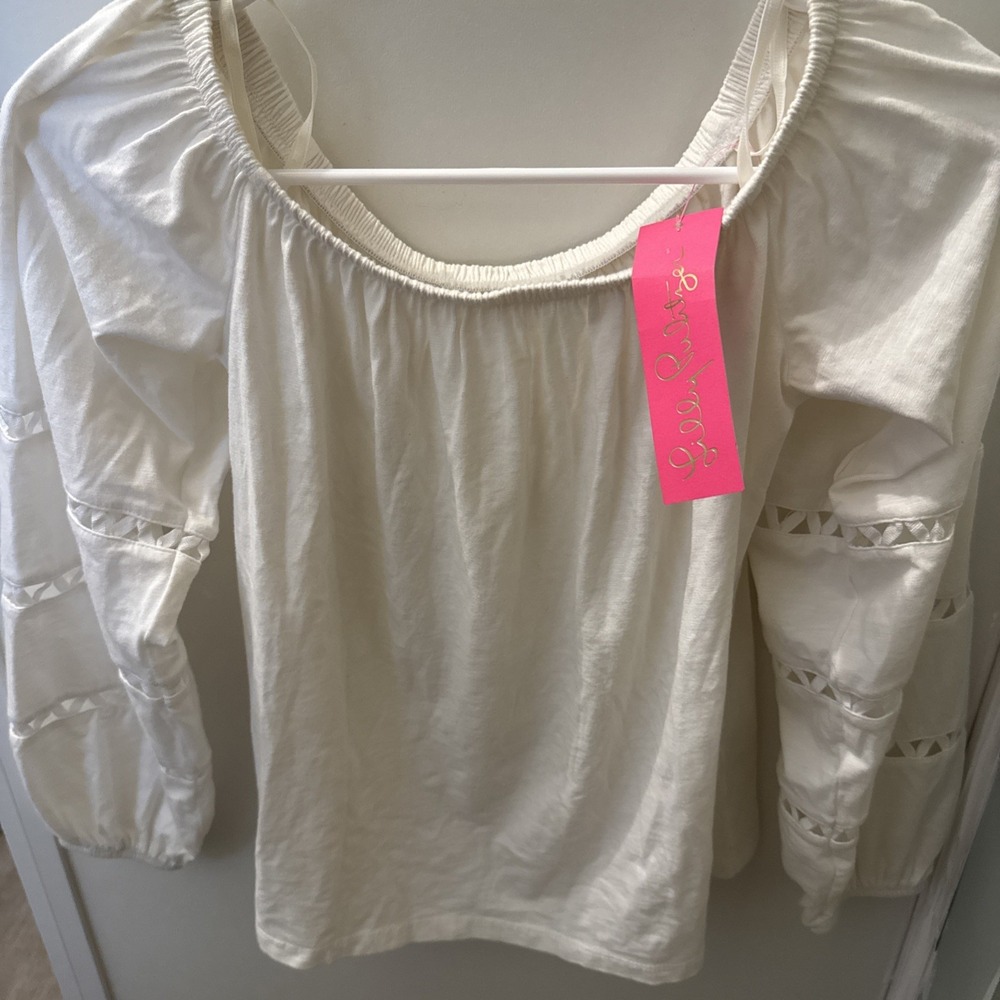 Lilly Pulitzer White Off-Shoulder Peasant Blouse